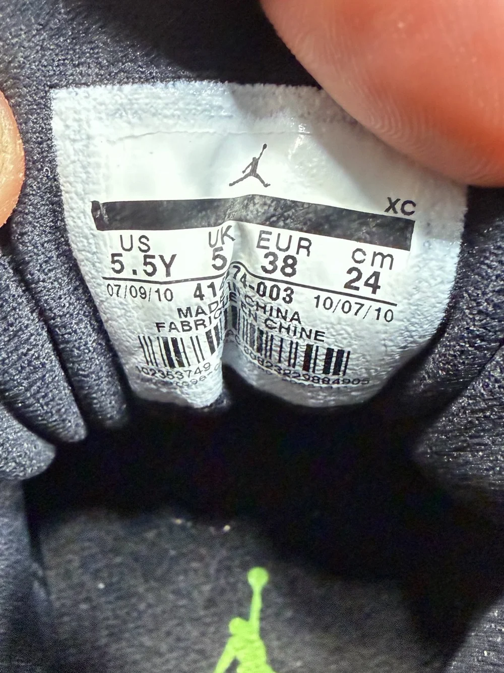 Nike Air Jordan 13 Retro GS Altitude 2010 Black Green 414574-003 Size 5.5Y